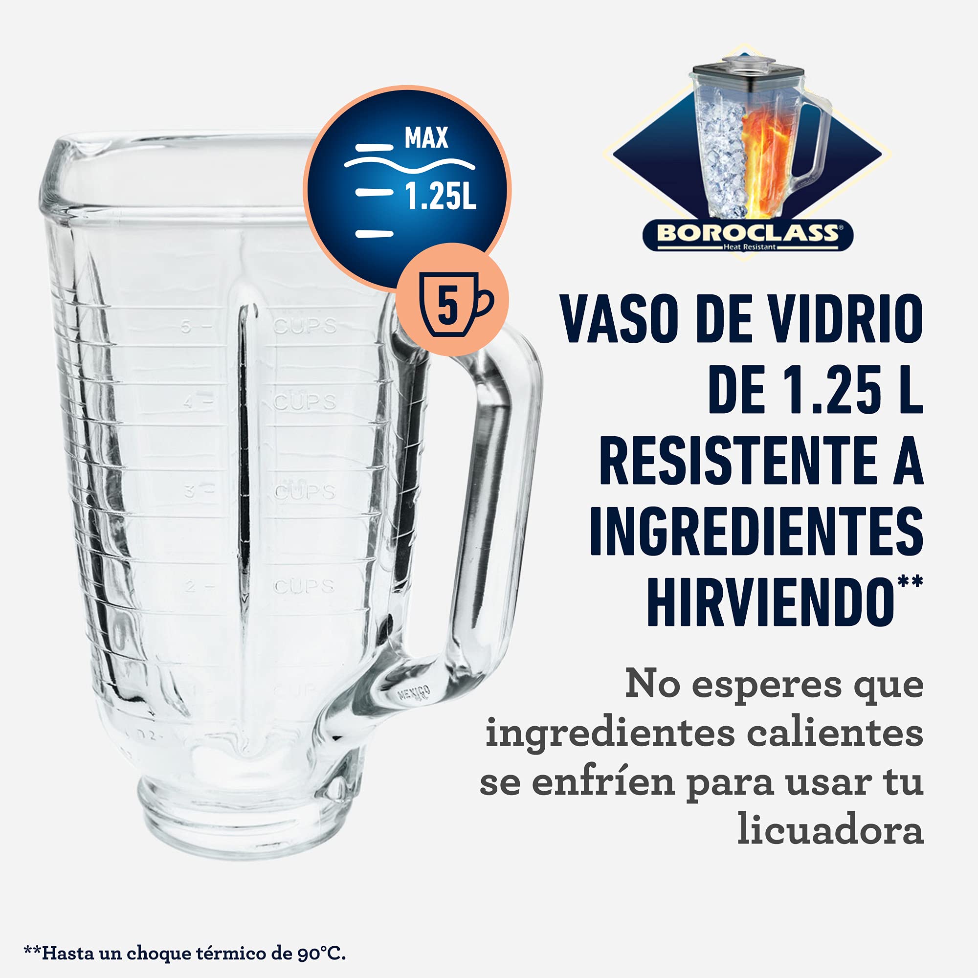 Oster® Licuadora clásica cromada 2 velocidades vaso de vidrio BLST4127013